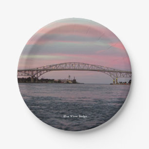 Blue Water Bridge paper plate