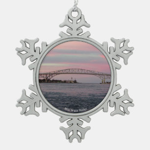 Blue Water Bridge snowflake or ball ornament