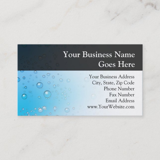 Blue Water Bubbles Business Card (Front)