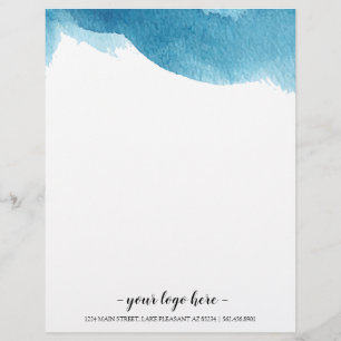 Blue Water Colour Ombre Business Letterhead