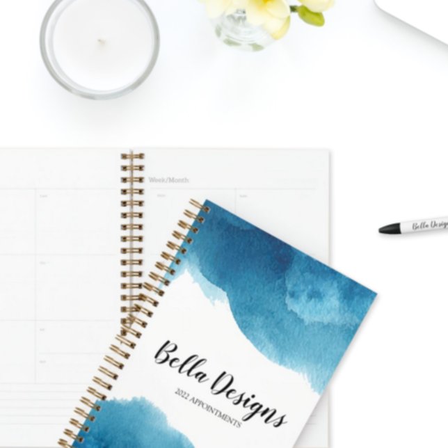 Blue Water Colour Ombre Monogram Logo Planner (Creator Uploaded)