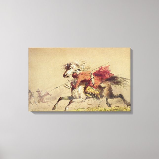 Blue Water Creek Battle By Alfred Jacob Miller Canvas Print (Front)