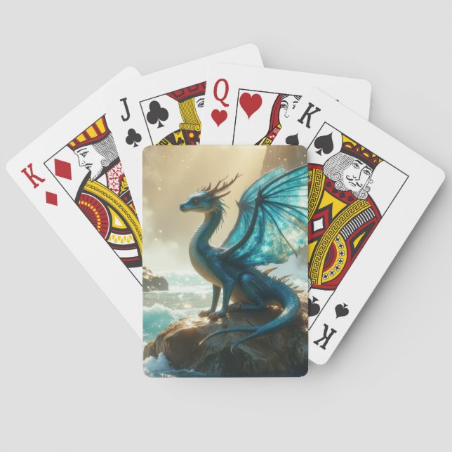 blue water dragon playing cards (Back)