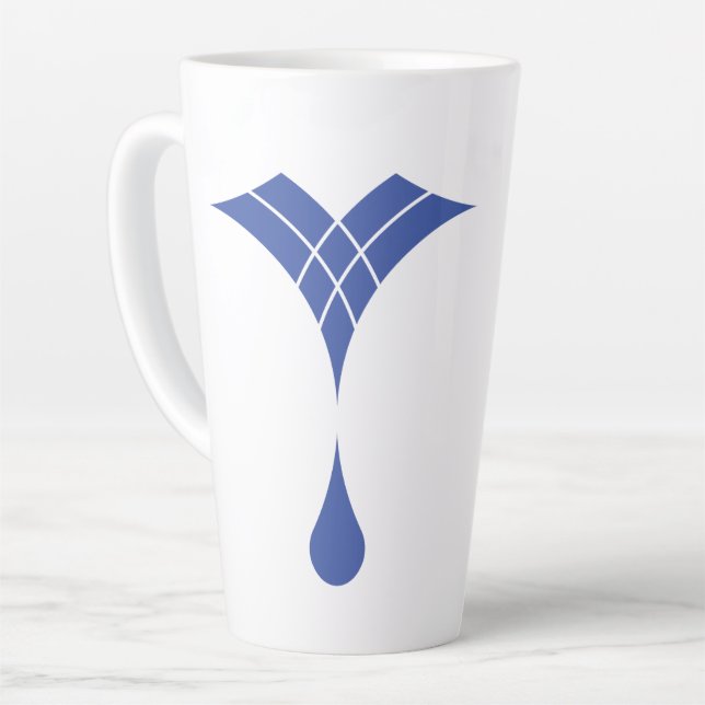 blue water drop design latte mug (Left Angle)