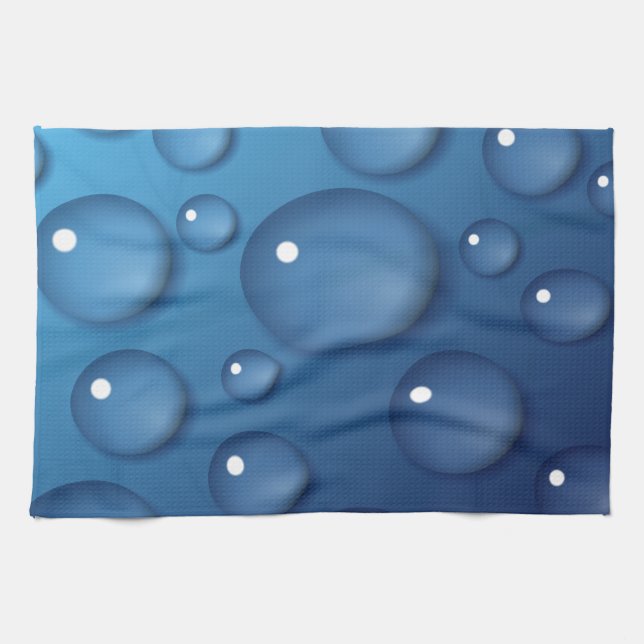 Blue Water Drop Texture Tea Towel (Horizontal)