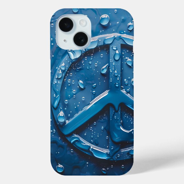 Blue Water Droplets Peace Symbol Phone Case (Back)