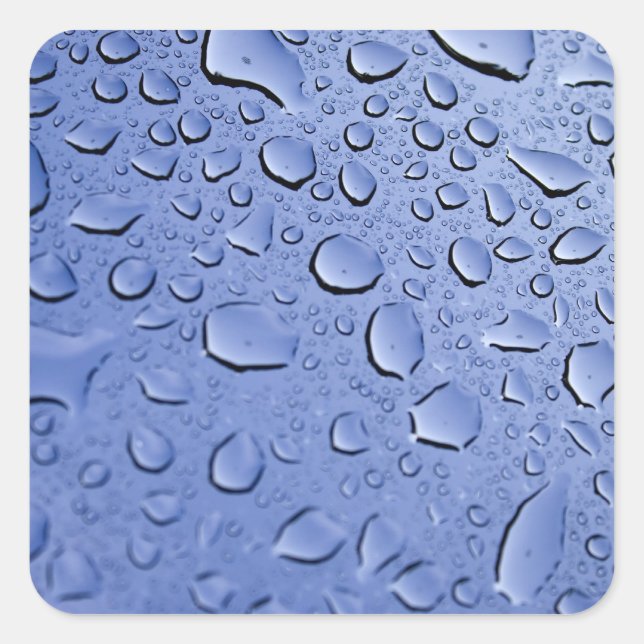 Blue Water Droplets Square Sticker (Front)