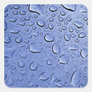 Blue Water Droplets Square Sticker