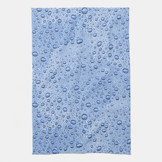 Blue water droplets tea towel (Vertical)