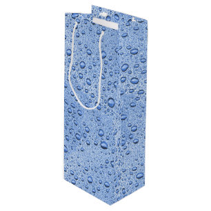 Blue water droplets wine gift bag