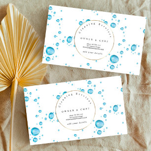 blue water drops pattern design cleaning service  business card