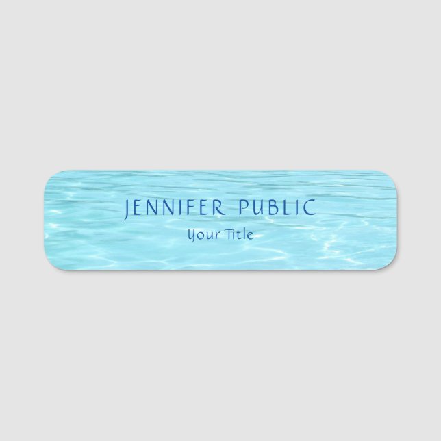 Blue Water Elegant Modern Template Professional Name Tag (Front)