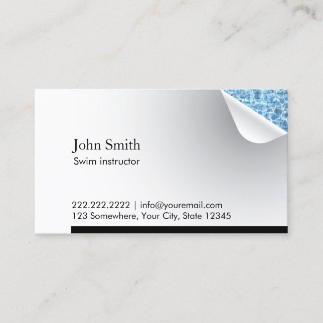 Blue Water Inside Swim Instructor Business Card (Front)