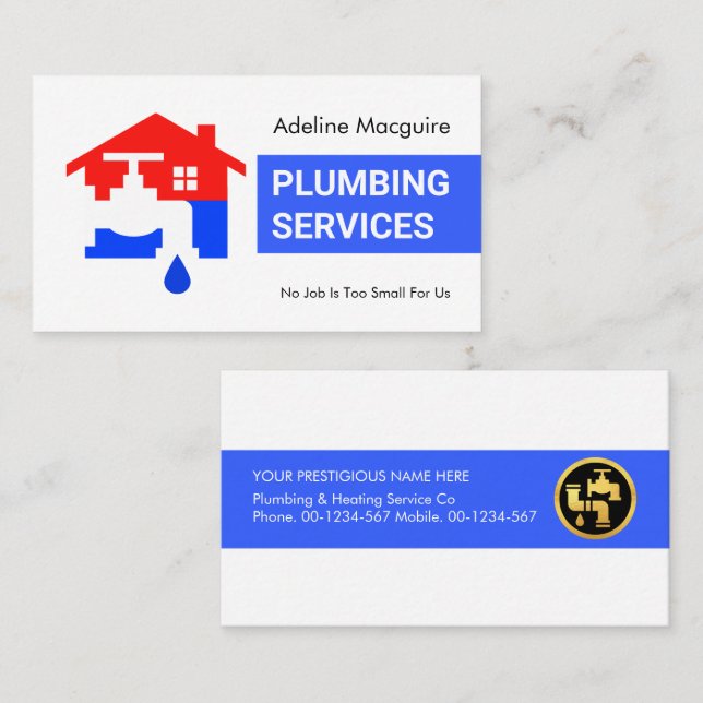 Blue Water Layer Plumbing Business Card (Front/Back)