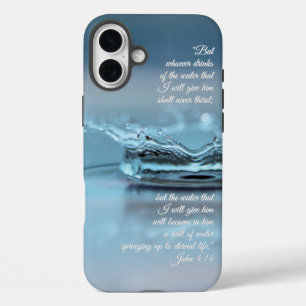 Blue Water Life never thirst Bible Verse John iPhone 16 Plus Case