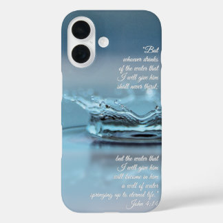 Blue Water Life never thirst Bible Verse John iPhone 16 Case