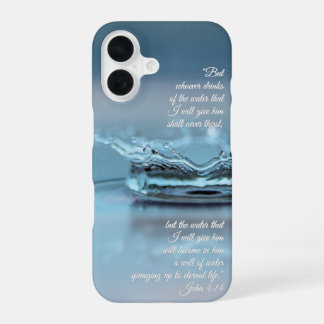 Blue Water Life never thirst Bible Verse John iPhone 16 Case