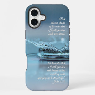Blue Water Life never thirst Bible Verse John iPhone 16 Plus Case