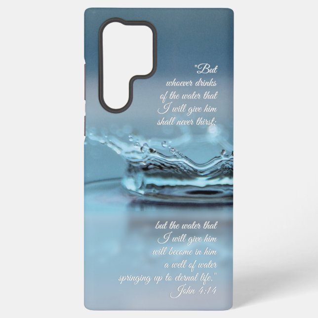 Blue Water Life never thirst Bible Verse John Samsung Galaxy S22 Ultra Case (Back)