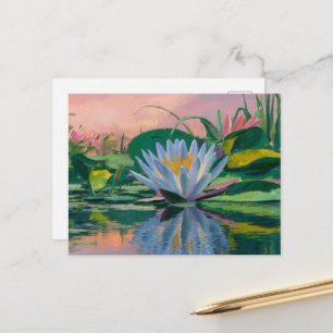 Blue Water Lilies by Claude Monet, Sunset Postcard