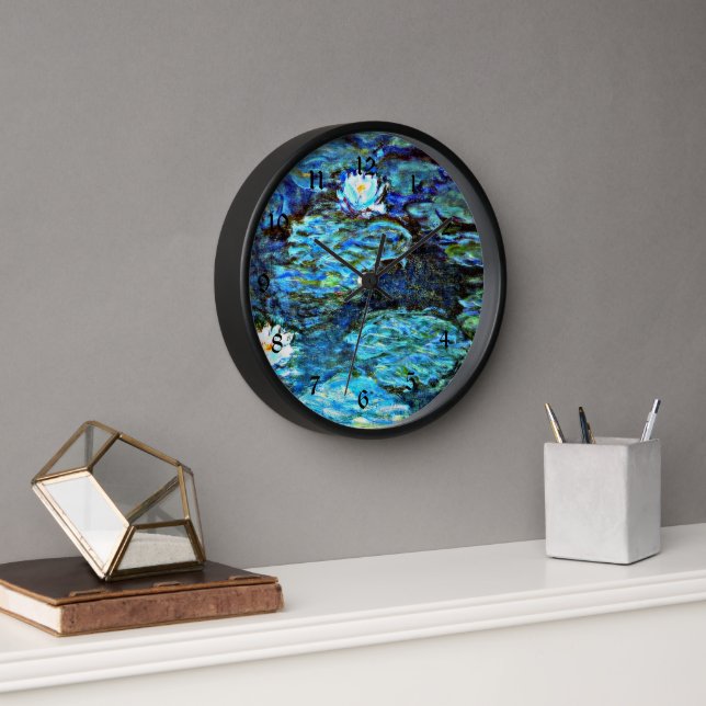 Blue Water Lilies by Monet Clock (Office)