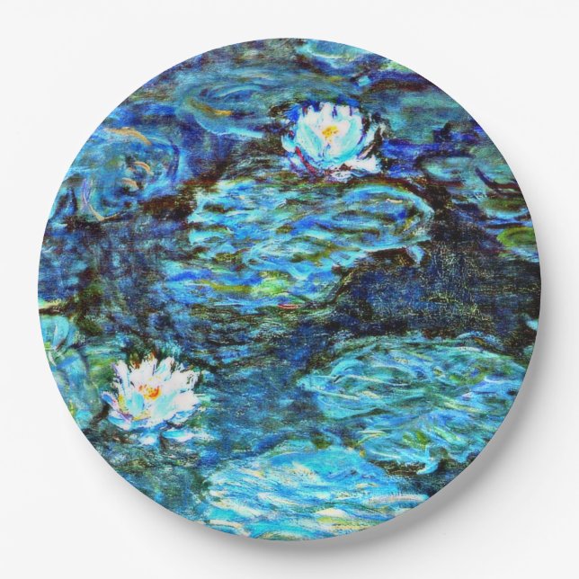 Blue Water Lilies by Monet Paper Plate (Front)