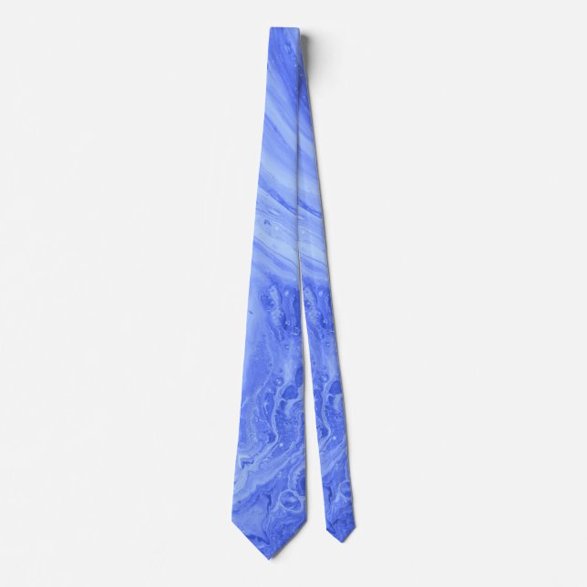 Blue Water Marble Effect Artsy Tie (Front)