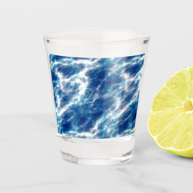 Blue Water Marble  Shot Glass (Front)