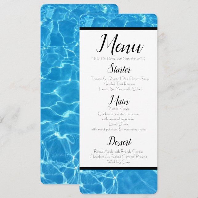 Blue Water Menu Invitation (Front/Back)