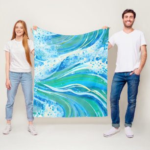 Blue Water Ocean Sea Waves   Fleece Blanket