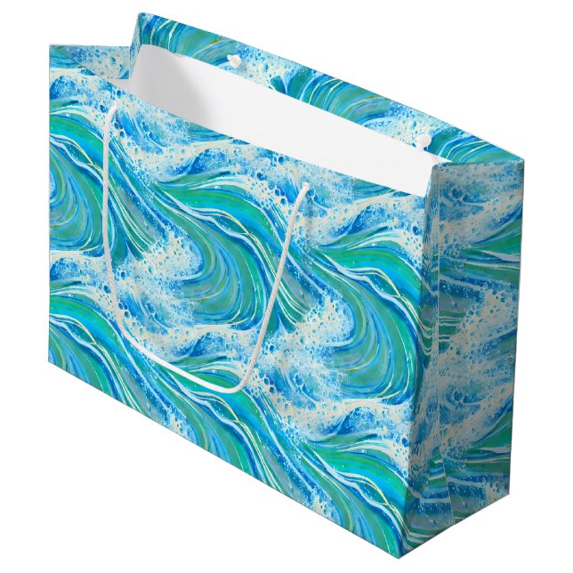 Blue Water Ocean Sea Waves   Large Gift Bag (Front Angled)