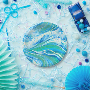 Blue Water Ocean Sea Waves  Paper Plate