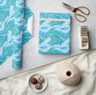 Blue Water Ocean Sea Waves   Wrapping Paper