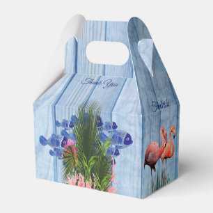 Blue water Pebbles,Pink Flamingos & Fish Favour Box