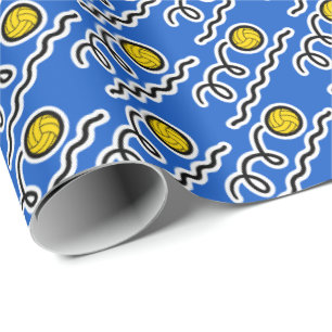 Blue water polo sports Christmas wrapping paper