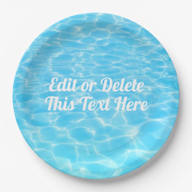 Blue Water Pool Party Beach Party Summer Party Paper Plate (Front)