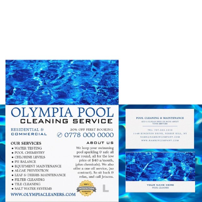 Blue Water, Swimming Pool Cleaning Advertising Flyer (Creator Uploaded)