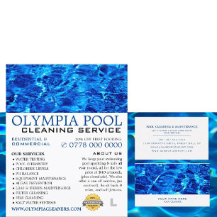 Blue Water, Swimming Pool Cleaning Service Business Card