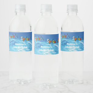 Blue Water Swimming Pool Party Bottle Label