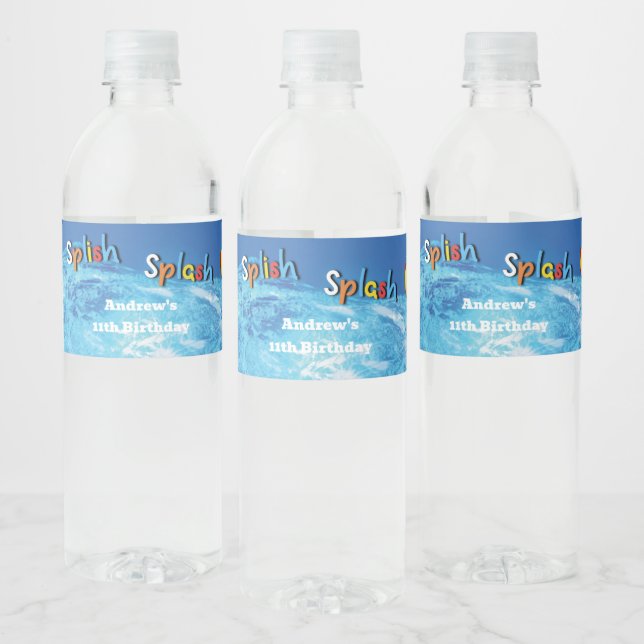 Blue Water Swimming Pool Party  Bottle Label (Bottles)