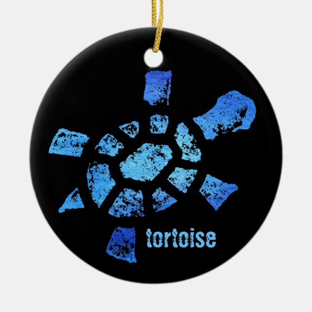 Blue Water Turtle Ornament (Front)