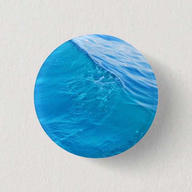 Blue water wave 3 cm round badge (Front)