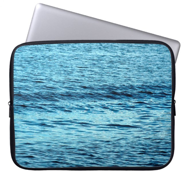 Blue water wave abstract backgroundabstract, aqua, laptop sleeve (Front)