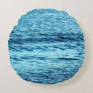 Blue water wave abstract backgroundabstract, aqua, round cushion