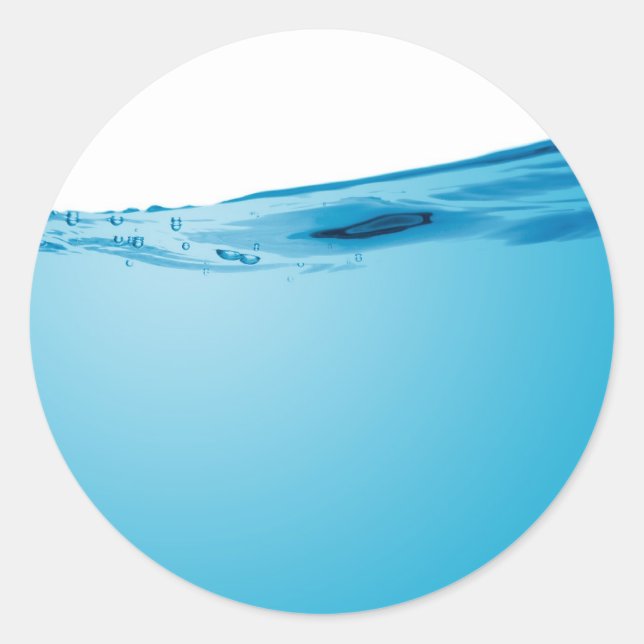 Blue water wave classic round sticker (Front)