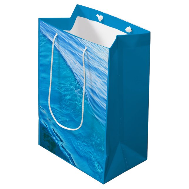 Blue Water Wave Medium Gift Bag (Front Angled)