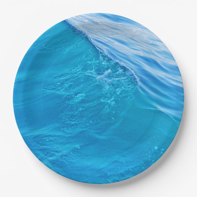 Blue water wave paper plate (Front)
