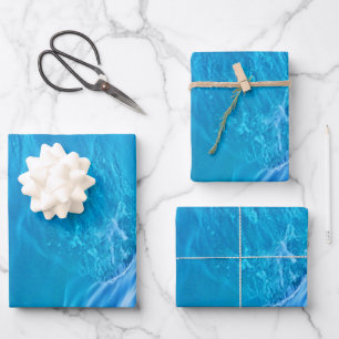Blue water wave wrapping paper sheet