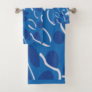 Blue Water Waves Abstract Pattern Bath Towel Set