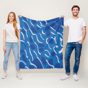 Blue Water Waves Abstract Pattern Fleece Blanket